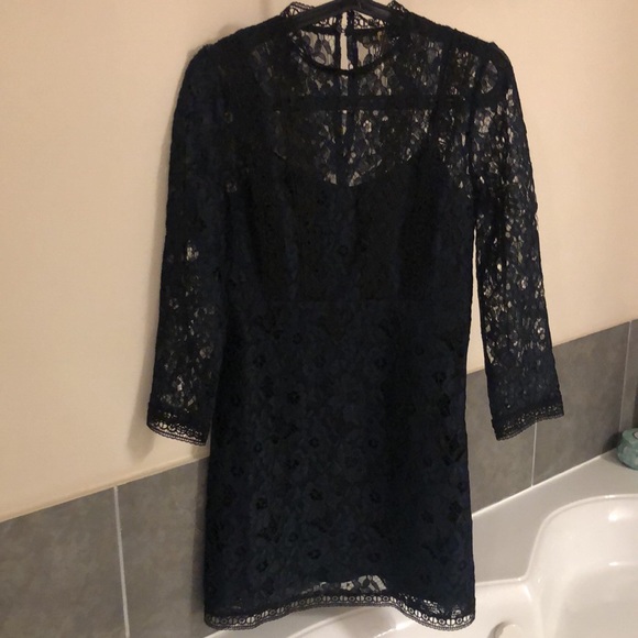Zara Blue and black lace mini dress - Picture 3 of 3